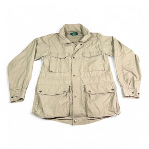 Vintage Izod Jacket Adult MEDIUM Brown Safari Field Mesh Outdoor Hooded 90s